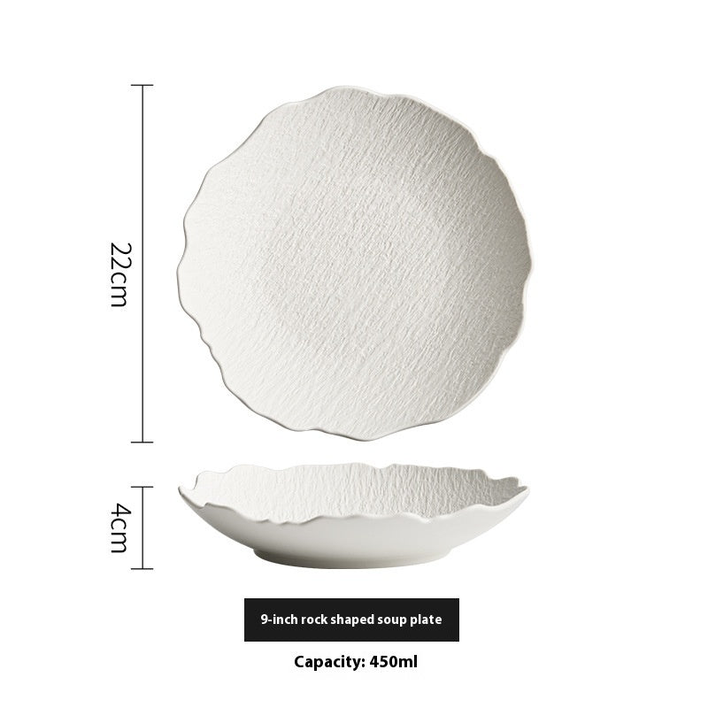 Japanese Irregular Stone Texture Ceramic Plate