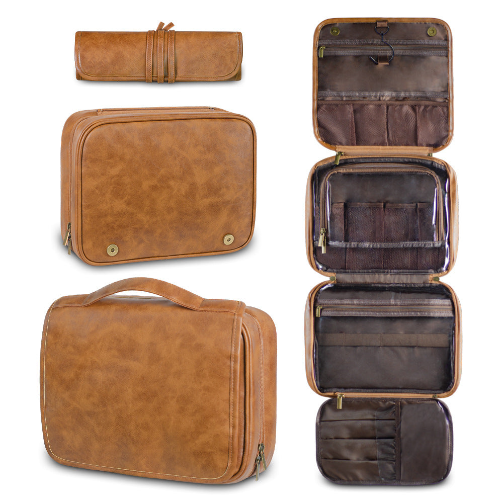 Men's Business PU Leather Toiletry Storage Bag