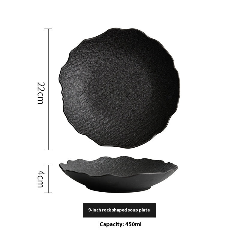 Japanese Irregular Stone Texture Ceramic Plate