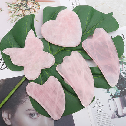 Natural Rose Quartz Gua Sha Facial Massage Tool