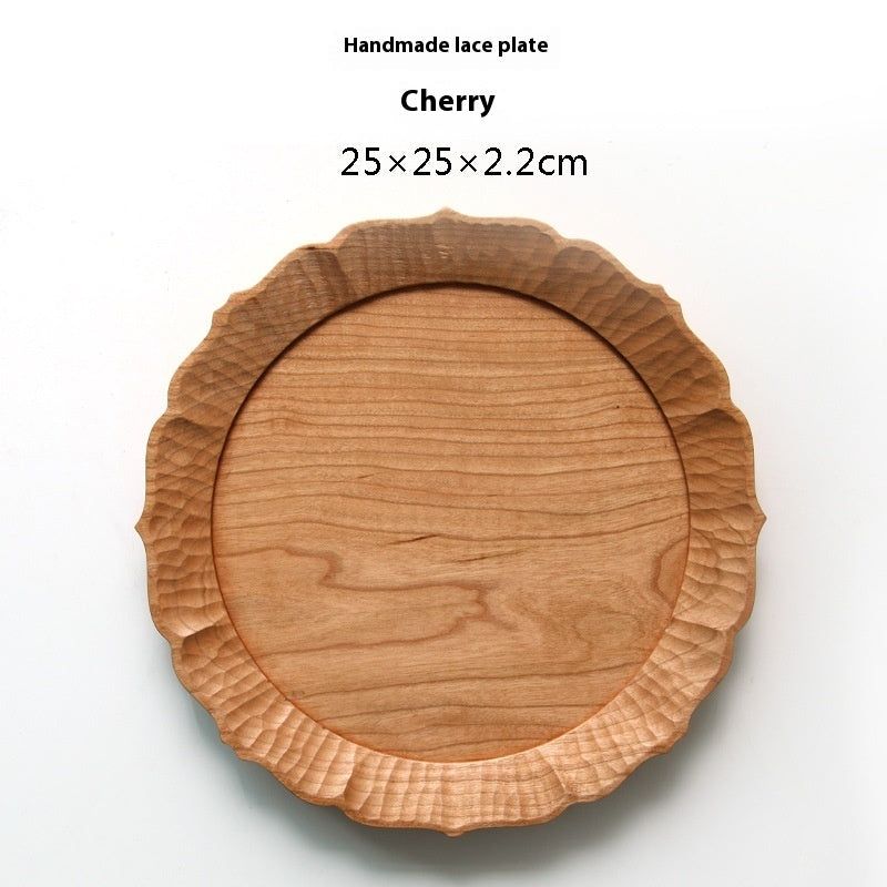 Japandi Style Artisan Wooden Lace Tray for Serving & Deco