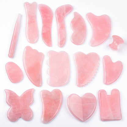 Natural Rose Quartz Gua Sha Facial Massage Tool