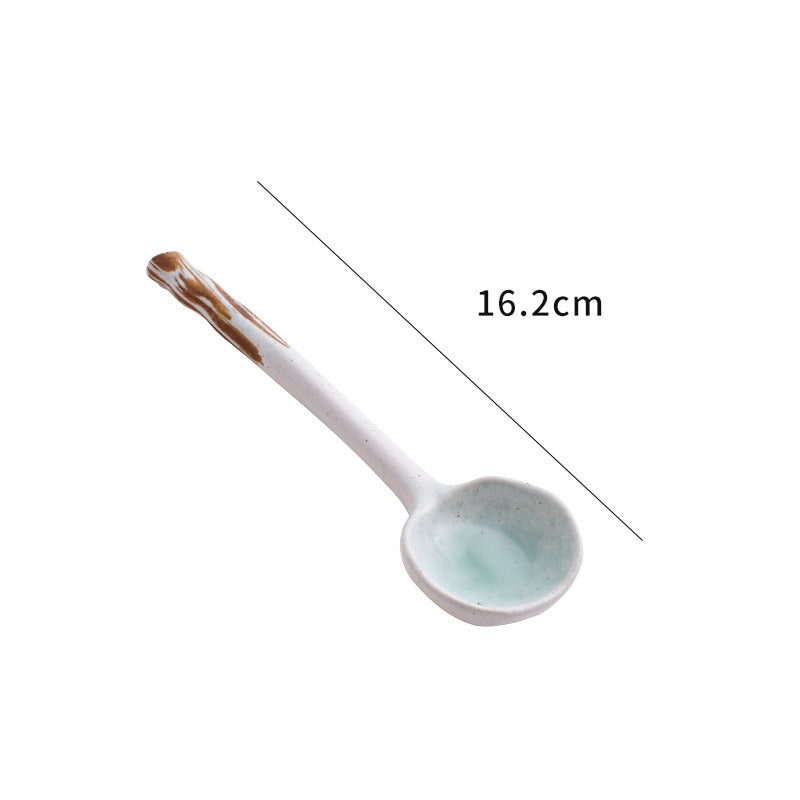 Japanese Style Ceramic Soup Spoon - Artisan Kiln Glaze Tableware