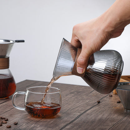 Hand-Blown Borosilicate Glass Pour Over Coffee Maker with Wooden Collar 400ml