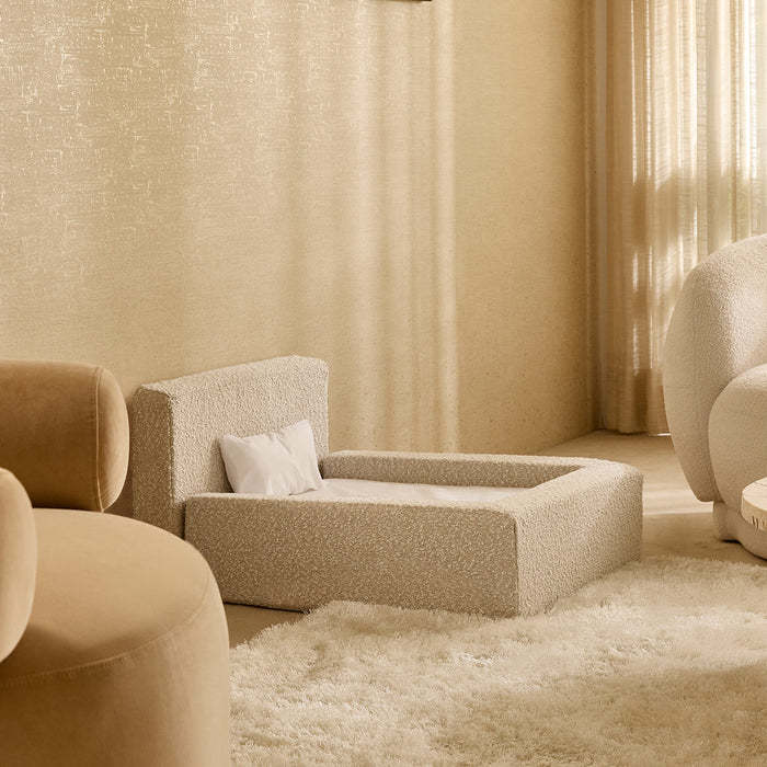 Pet Dog Bed - Bouclé Fabric Rectangular Thickened Mattress (Marshmallow)