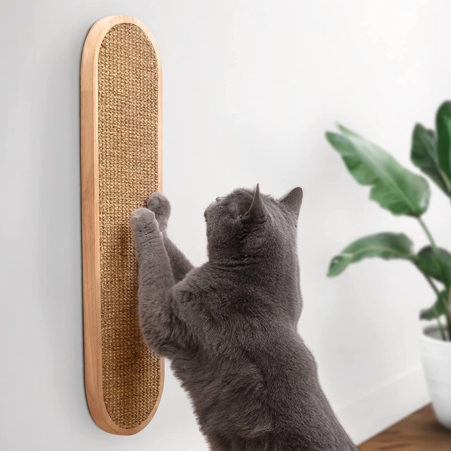 Wall-Mounted Wooden Cat Scratcher - Vertical Sisal Scratching Board
