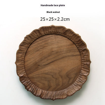 Japandi Style Artisan Wooden Lace Tray for Serving & Deco