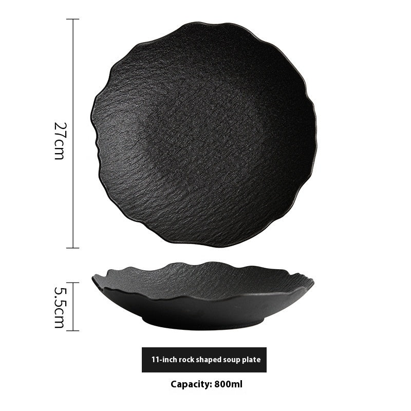 Japanese Irregular Stone Texture Ceramic Plate