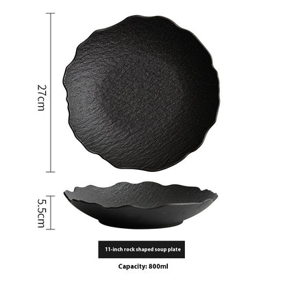 Japanese Irregular Stone Texture Ceramic Plate