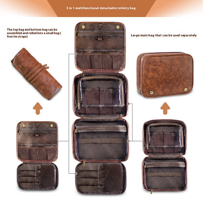 Men's Business PU Leather Toiletry Storage Bag