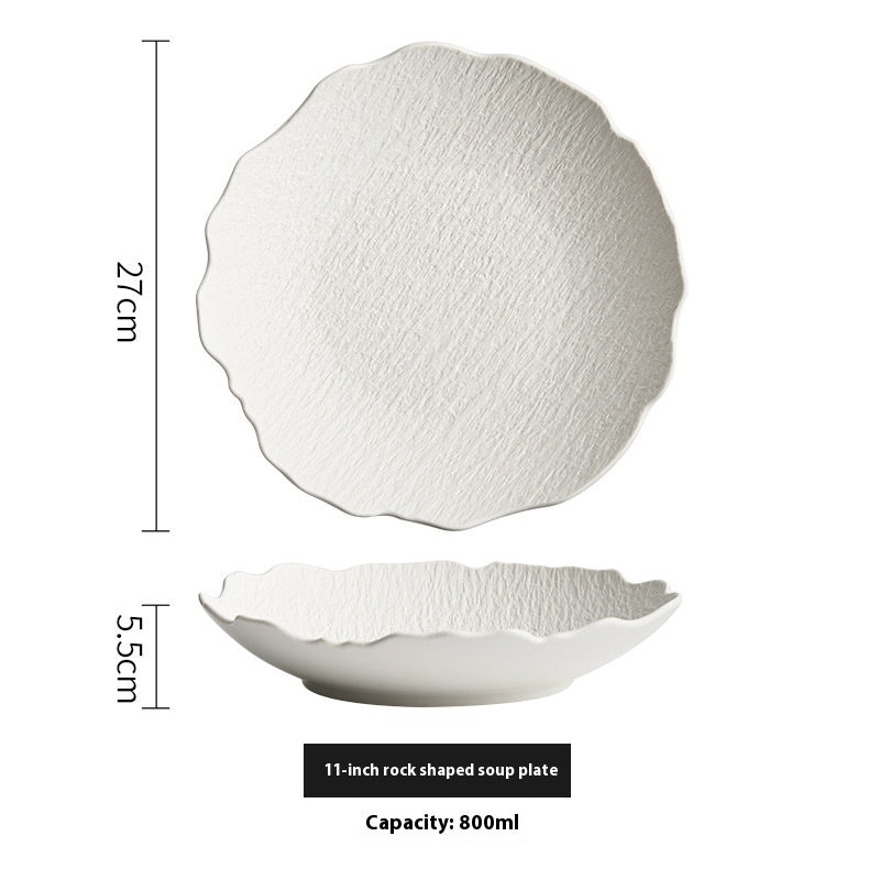 Japanese Irregular Stone Texture Ceramic Plate