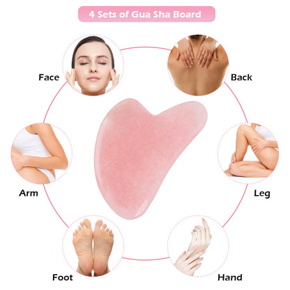 Natural Rose Quartz Gua Sha Facial Massage Tool