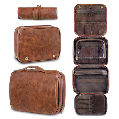 Men's Business PU Leather Toiletry Storage Bag
