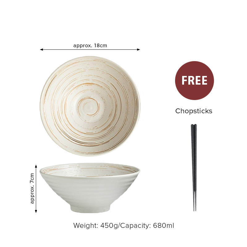 Japanese Style Ceramic Ramen Bowl Set with Chopsticks & Spoon