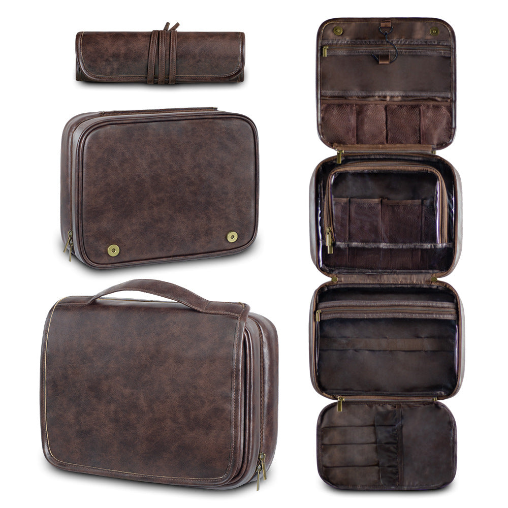 Men's Business PU Leather Toiletry Storage Bag