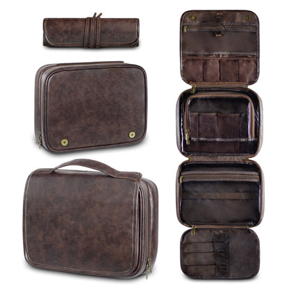 Men's Business PU Leather Toiletry Storage Bag