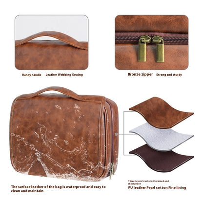 Men's Business PU Leather Toiletry Storage Bag