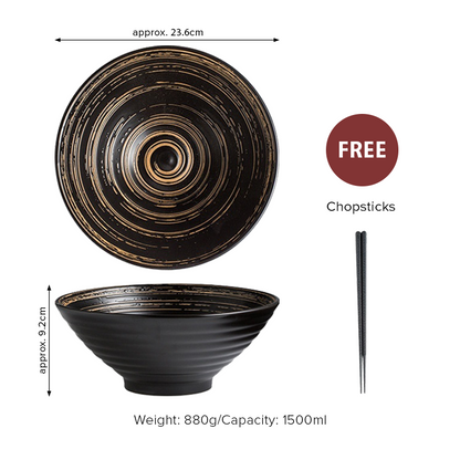 Japanese Style Ceramic Ramen Bowl Set with Chopsticks & Spoon