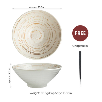 Japanese Style Ceramic Ramen Bowl Set with Chopsticks & Spoon