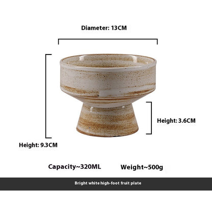 Retro Ceramic High-Footed Bowl