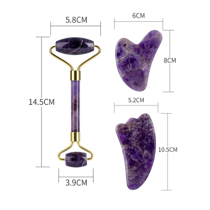 Amethyst Roller & Heart Shape Gua Sha Massager Tools Set