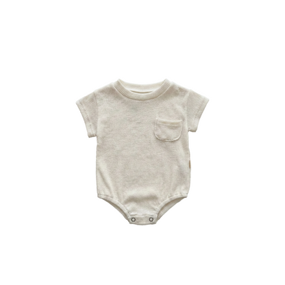Korean Style Ribbed Cotton Baby Bodysuit & Summer Lounge Set - Unisex Neutral Infant Wear