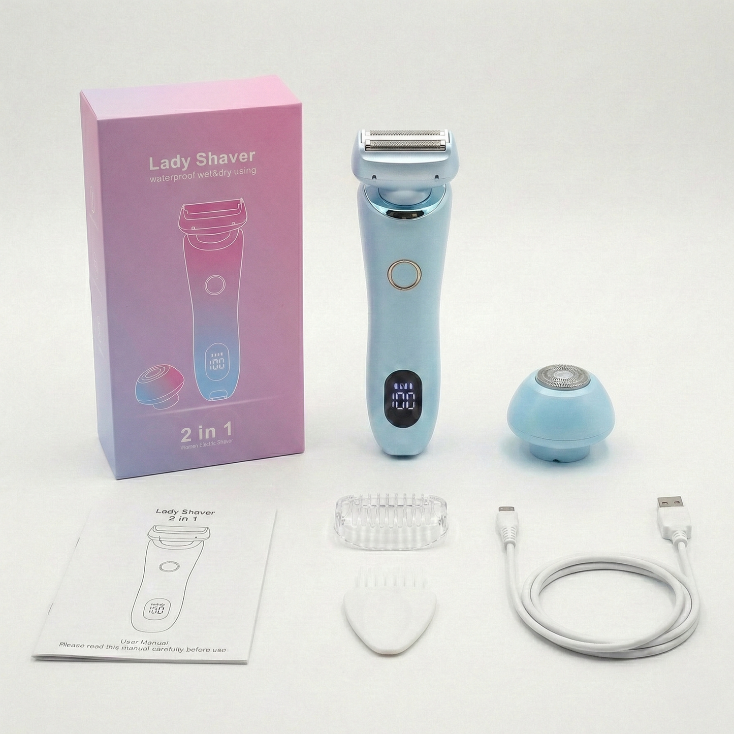 2-in-1 Women's Cordless Electric Epilator & Shaver | Painless Hair Removal Trimmer (Wet & Dry)