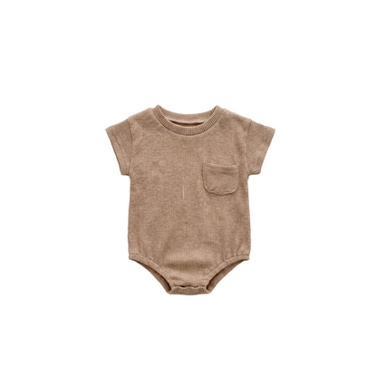 Korean Style Ribbed Cotton Baby Bodysuit & Summer Lounge Set - Unisex Neutral Infant Wear