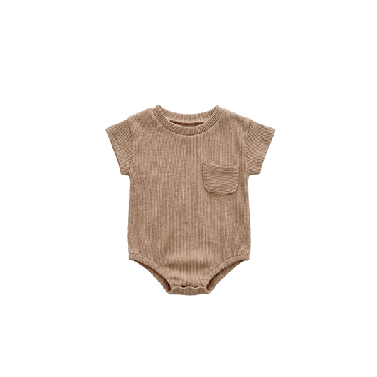 Korean Style Ribbed Cotton Baby Bodysuit & Summer Lounge Set - Unisex Neutral Infant Wear