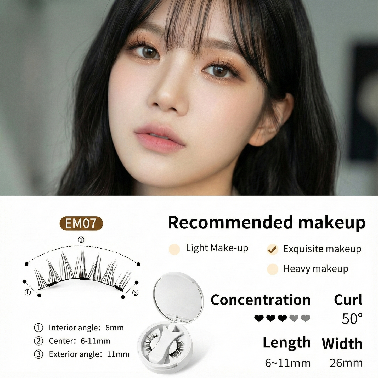 Magnetic(Glue-free) False Eyelashes Natural Makeup Tools With Applicator+Storage Case(with Mirror)