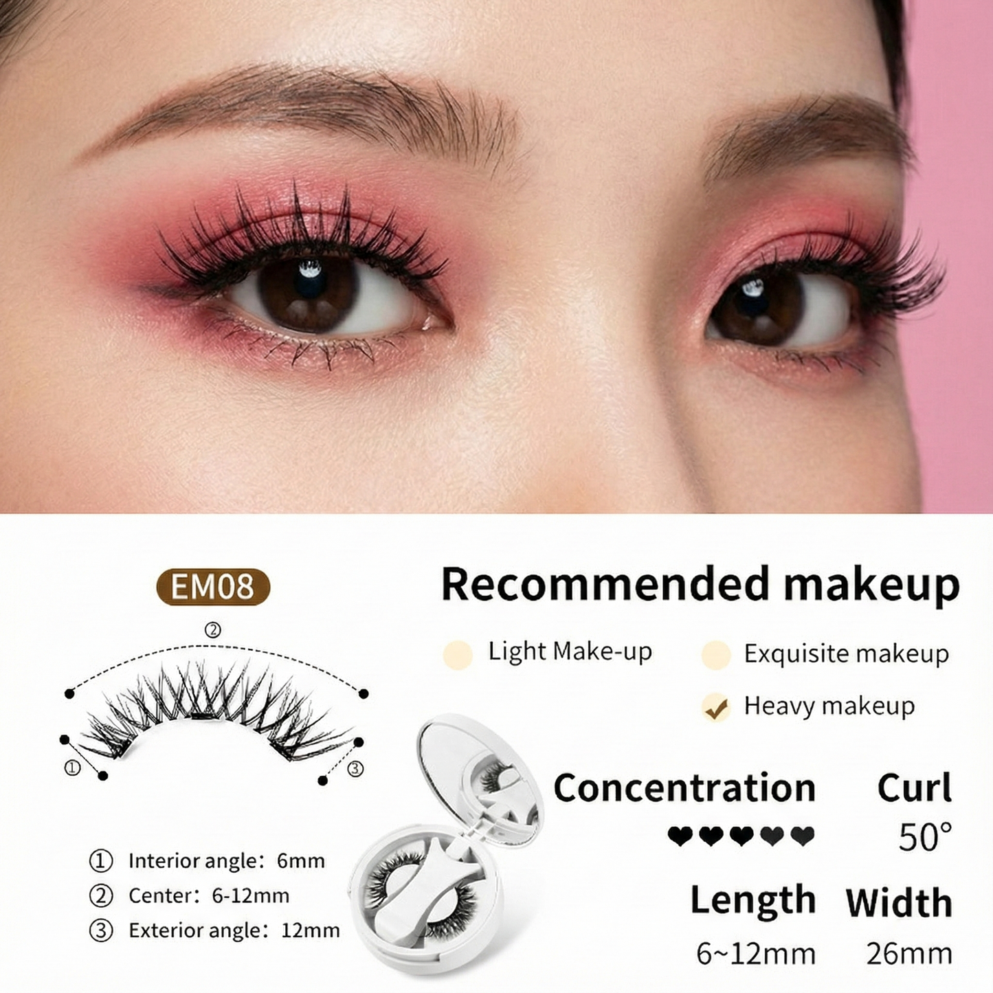 Magnetic(Glue-free) False Eyelashes Natural Makeup Tools With Applicator+Storage Case(with Mirror)