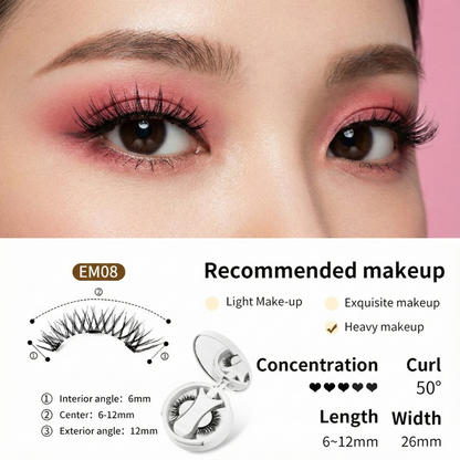 Magnetic(Glue-free) False Eyelashes Natural Makeup Tools With Applicator+Storage Case(with Mirror)
