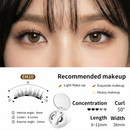 Magnetic(Glue-free) False Eyelashes Natural Makeup Tools With Applicator+Storage Case(with Mirror)