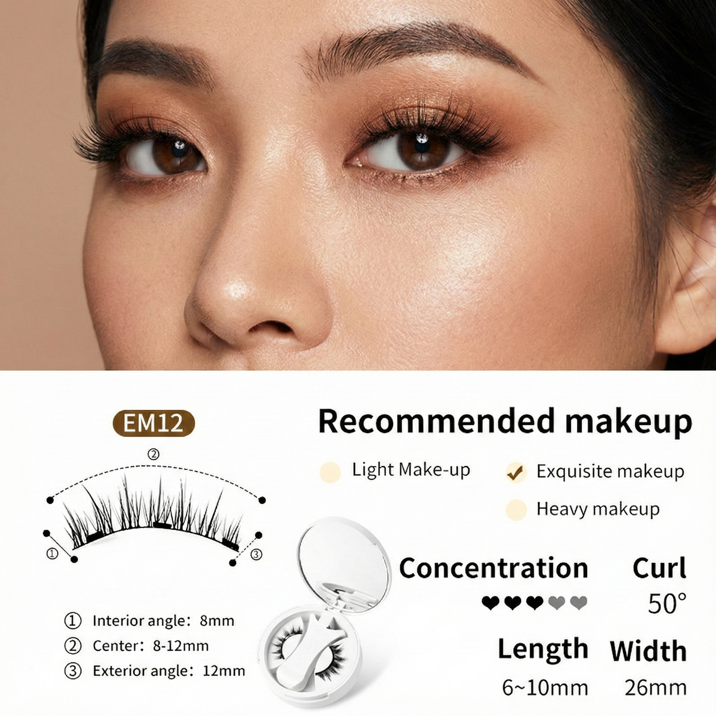 Magnetic(Glue-free) False Eyelashes Natural Makeup Tools With Applicator+Storage Case(with Mirror)