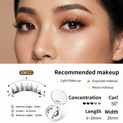 Magnetic(Glue-free) False Eyelashes Natural Makeup Tools With Applicator+Storage Case(with Mirror)