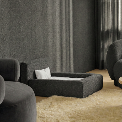 Pet Dog Bed - Bouclé Fabric Rectangular Thickened Mattress (Marshmallow)