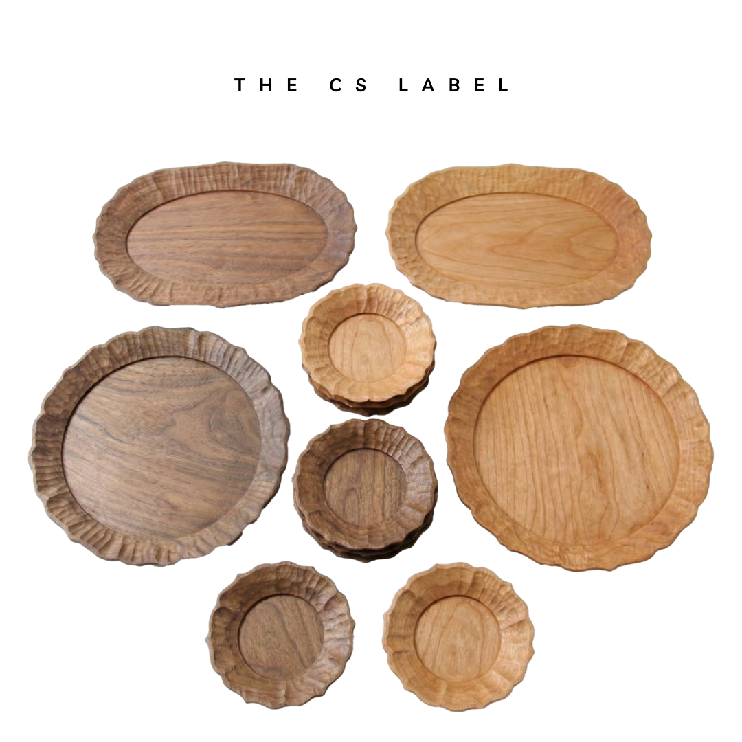 Japandi Style Artisan Wooden Lace Tray for Serving & Deco