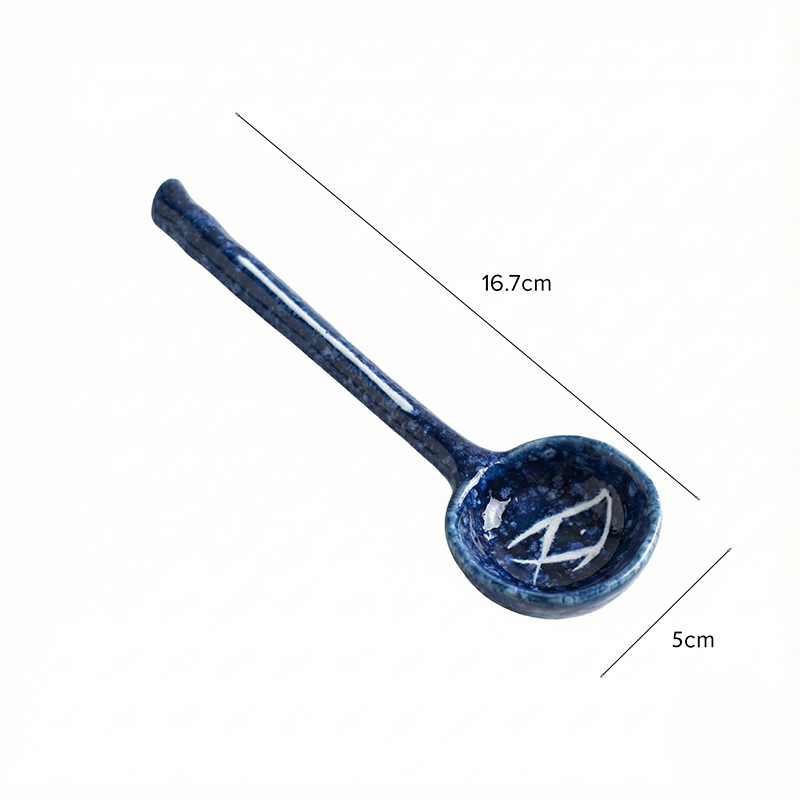 Japanese Style Ceramic Soup Spoon - Artisan Kiln Glaze Tableware