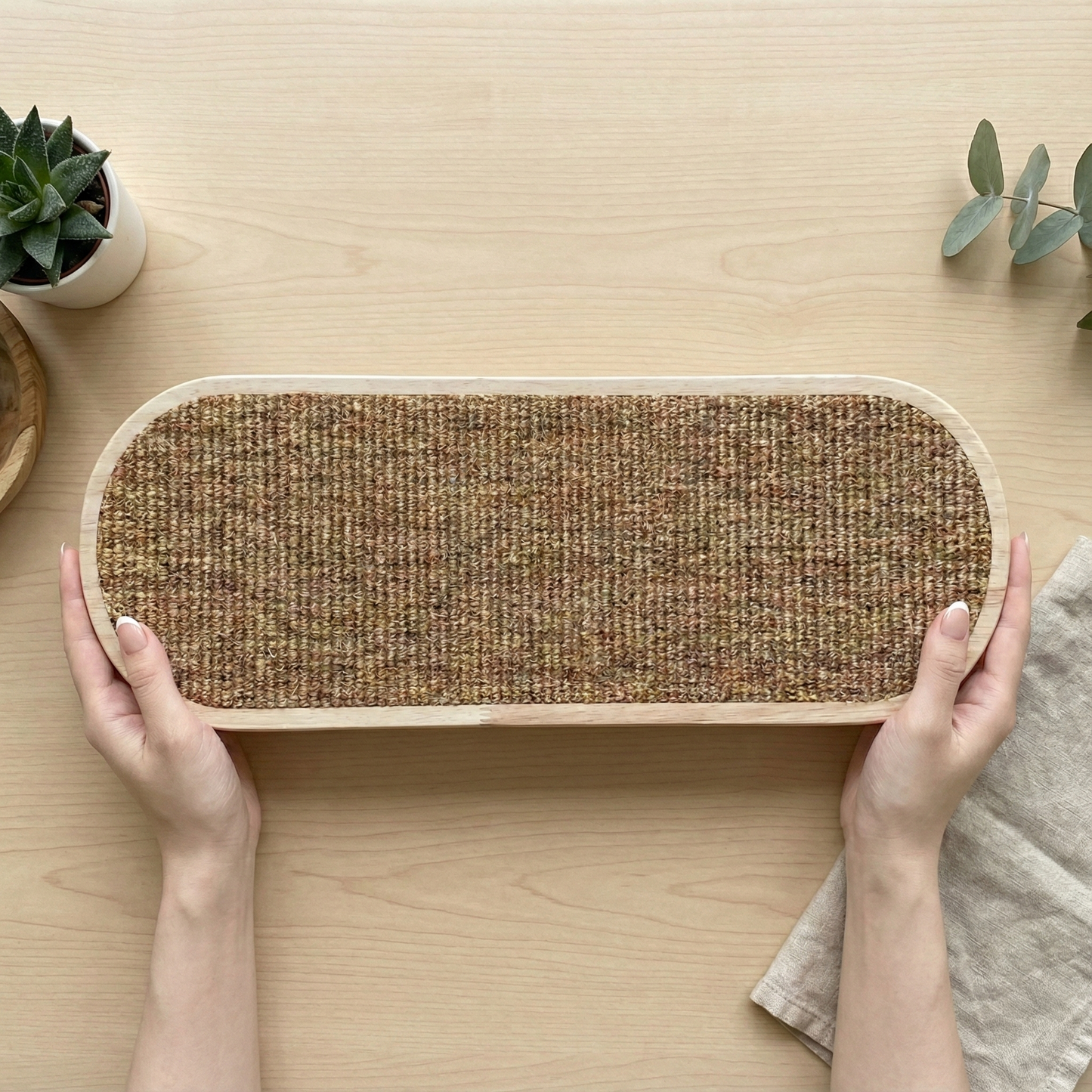 Wall-Mounted Wooden Cat Scratcher - Vertical Sisal Scratching Board