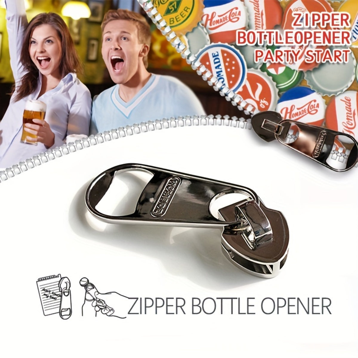 Novelty Zipper Shaped Bottle Opener