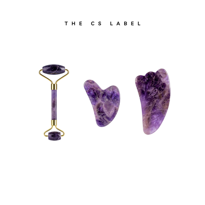 Amethyst Roller & Heart Shape Gua Sha Massager Tools Set