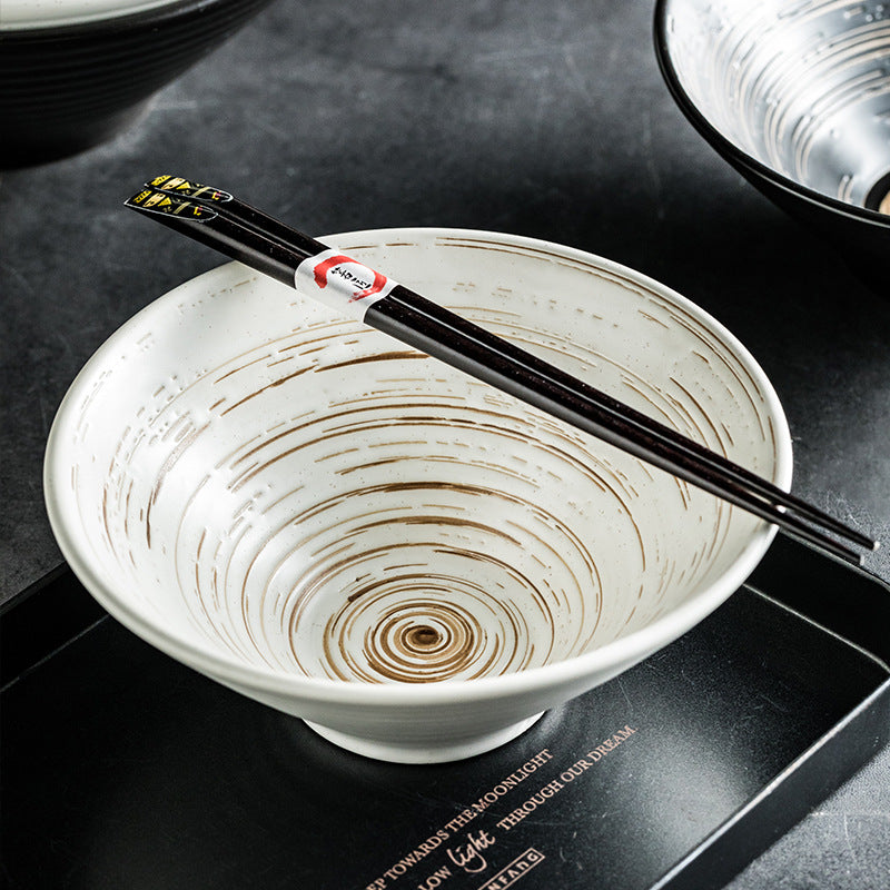 Japanese Style Ceramic Ramen Bowl Set with Chopsticks & Spoon