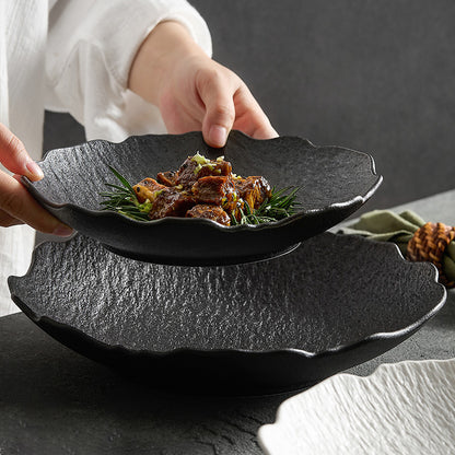 Japanese Irregular Stone Texture Ceramic Plate