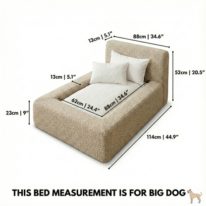Pet Dog Bed - Bouclé Fabric Rectangular Thickened Mattress (Marshmallow)
