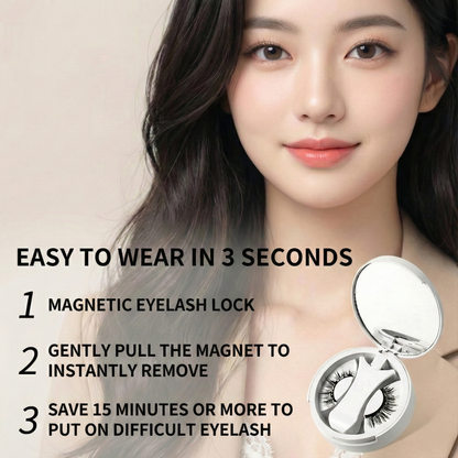 Magnetic(Glue-free) False Eyelashes Natural Makeup Tools With Applicator+Storage Case(with Mirror)