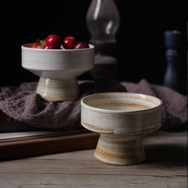Retro Ceramic High-Footed Bowl
