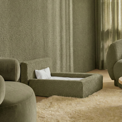 Pet Dog Bed - Bouclé Fabric Rectangular Thickened Mattress (Marshmallow)