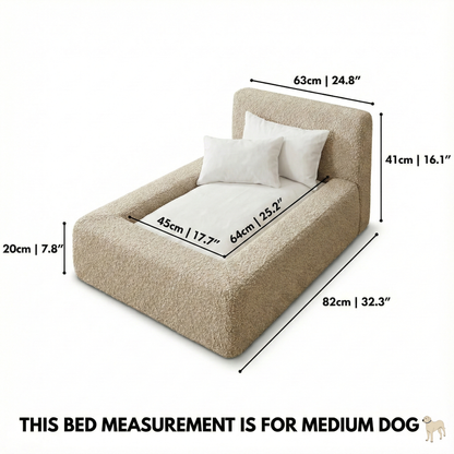 Pet Dog Bed - Bouclé Fabric Rectangular Thickened Mattress (Marshmallow)